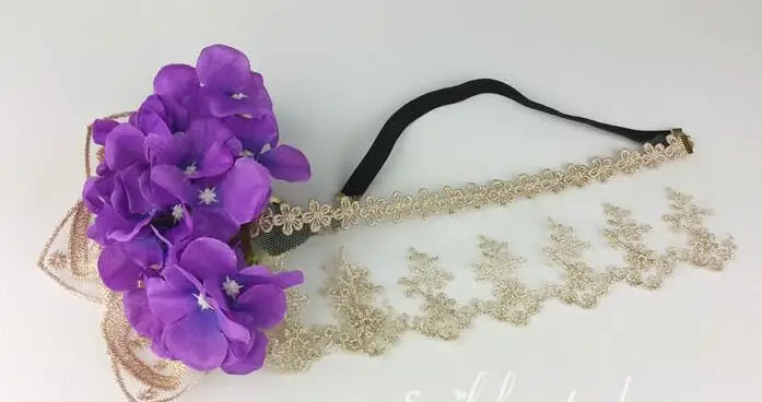 

Hand Made Lace Gauze Mask Flower Hair Band Bride Vintage Face Mask Hair Accessory Evening Party Formal Flower Headbands Travel