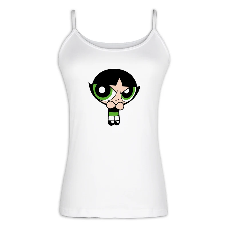 Милые Powerpuff девушки цветок пузыри бабочки мультфильм комикс женщин дамы сексуальный жилет Singlet хлопок бретельки Топы