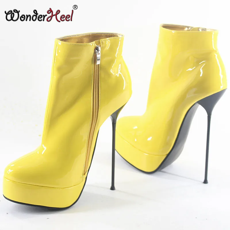 Wonderheel/новинка Ботильоны из лакированной кожи на очень высоком тонком каблуке 18