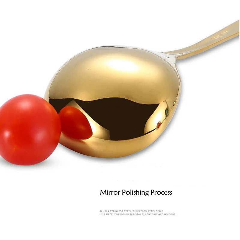 

BalleenShiny Stainless Steel Large Spoon Long Handle Colorful Soup Porridge Round Head Scoop Gifts Kitchen Hotel Tableware