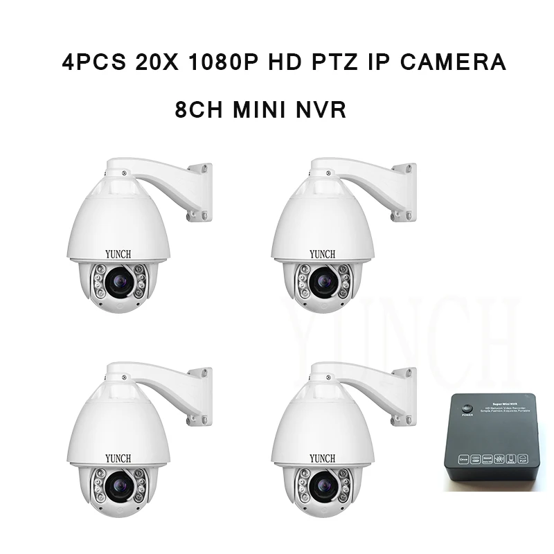 4 шт. ip камера с мини NVR Auto Tracking PTZ Full HD 1080 P ИК 150 м Высокоскоростная купольная ptz cctv