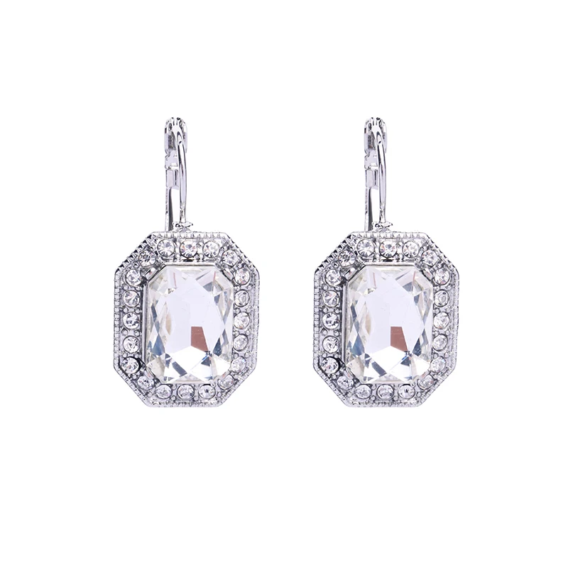 Сверкающие прямоугольные серьги с кристаллами модные свадебные украшения