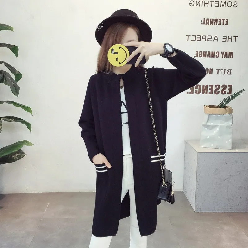 Корейский длинный кардиган для женщин осень 2018 модный вязаный свитер женский