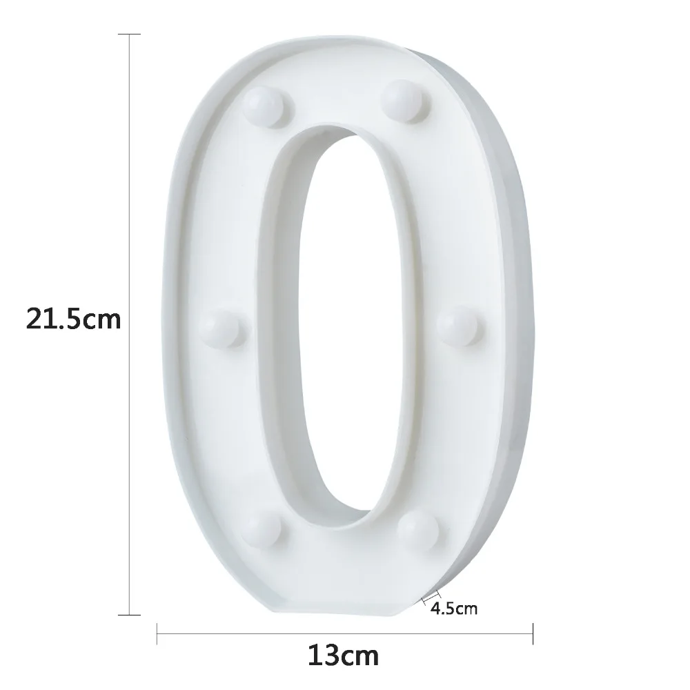 

10 Numbers White Plastic LED Night Light Marquee Lights Lamp Home Culb Outdoor Indoor Wall Decoration For Birthday Wedding Party