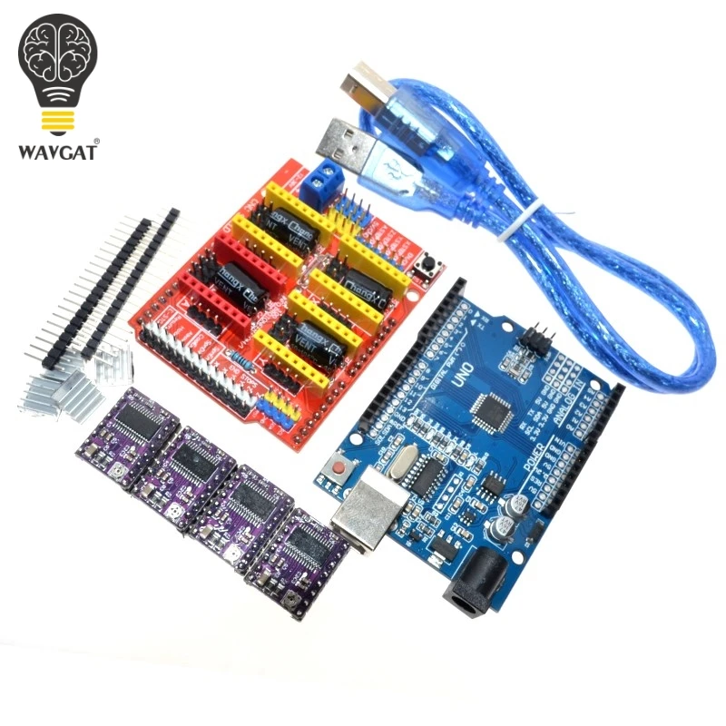 cnc shield V3 гравировальный станок 3D Printe+ 4 шт DRV8825 Плата расширения драйвера для Arduino+ UNO R3 с USB кабелем