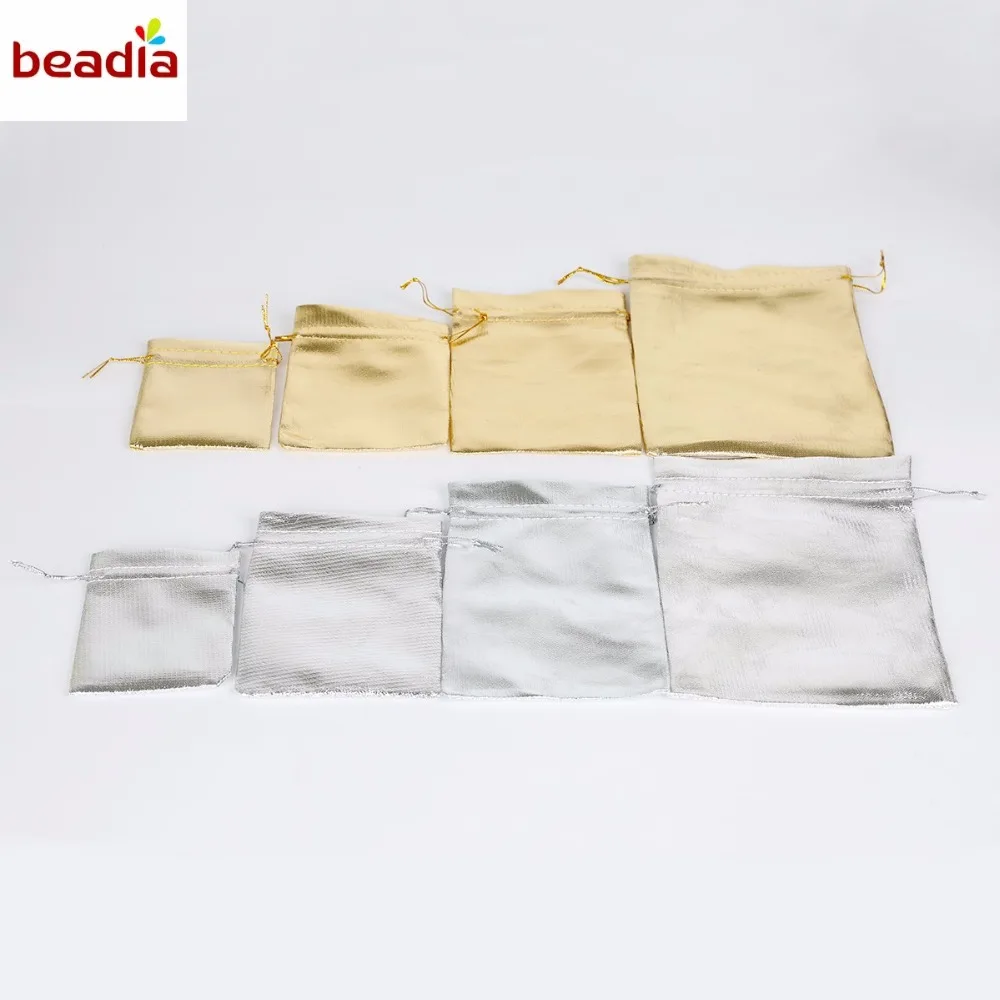 Новые высококачественные сумки из органзы разных размеров 10 шт. золотистые и