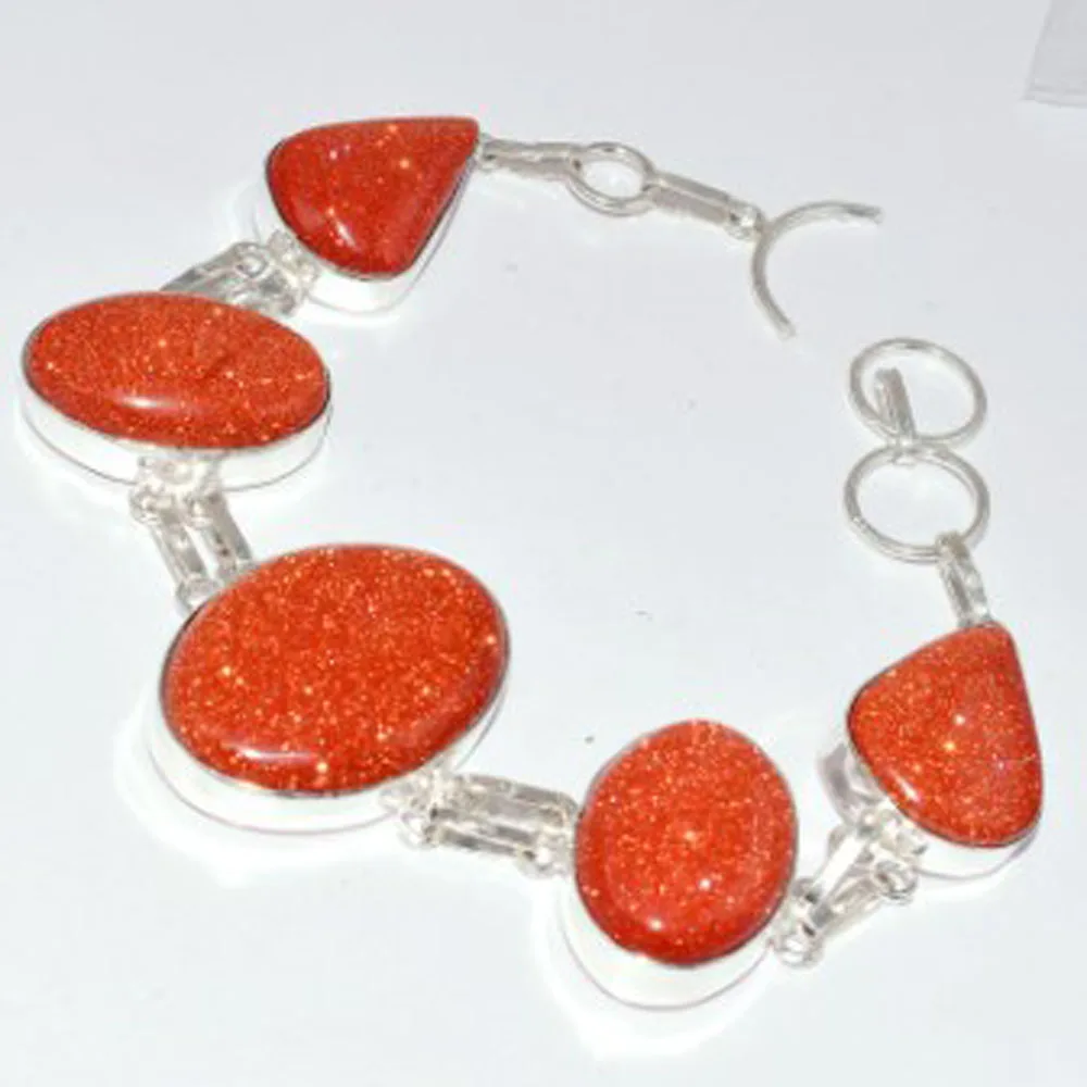 

Sun Stone Bracelet Silver Overlay over Copper, 24.9cm , B3318
