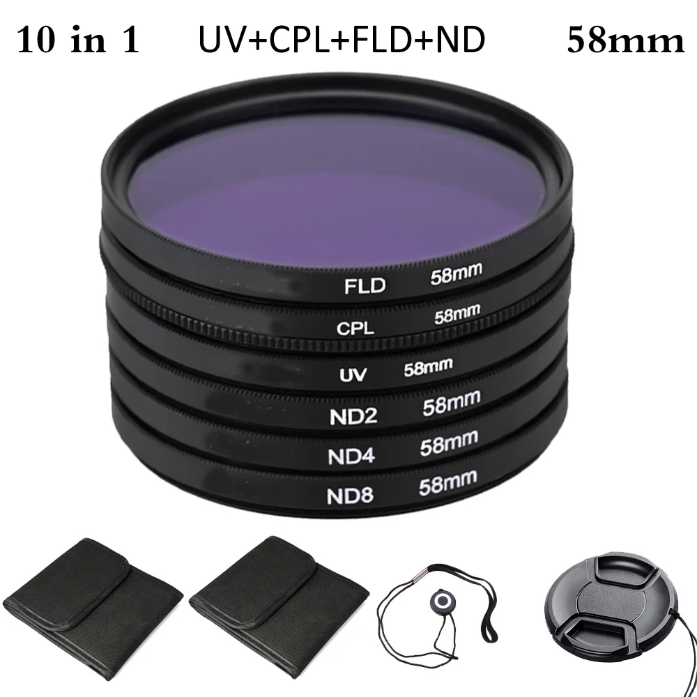 Комплект поляризационных светофильтров 58 мм UV + CPL FLD ND для Nikon Canon Sony Pentax