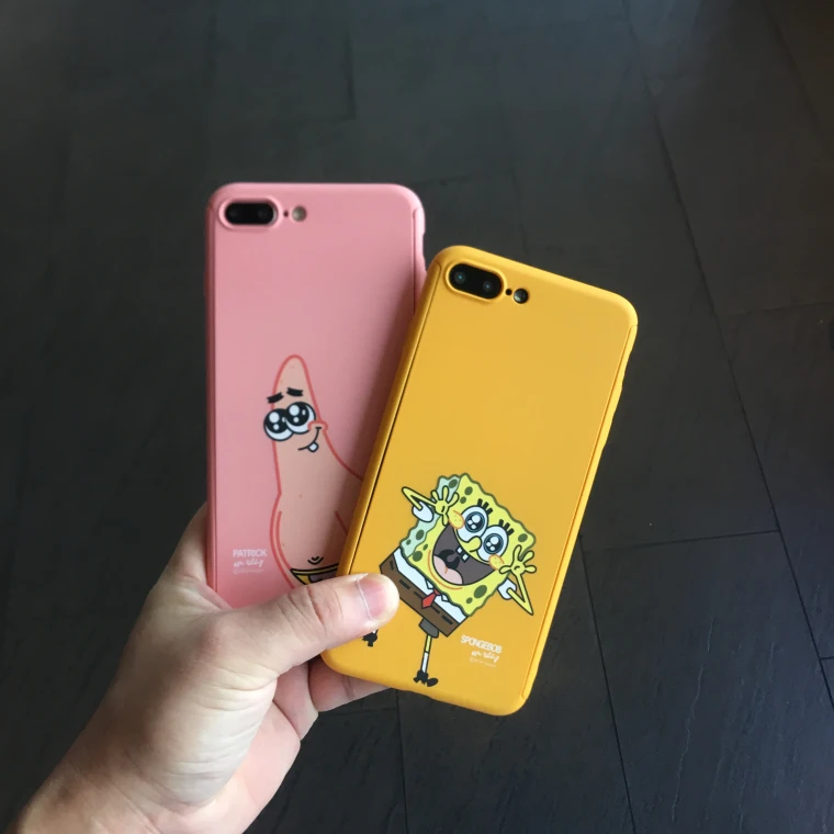 Для iphone 8 plus мультяшная Губка Боб Передняя и задняя чехол для 7 6 S 6splus Mr. Krabs