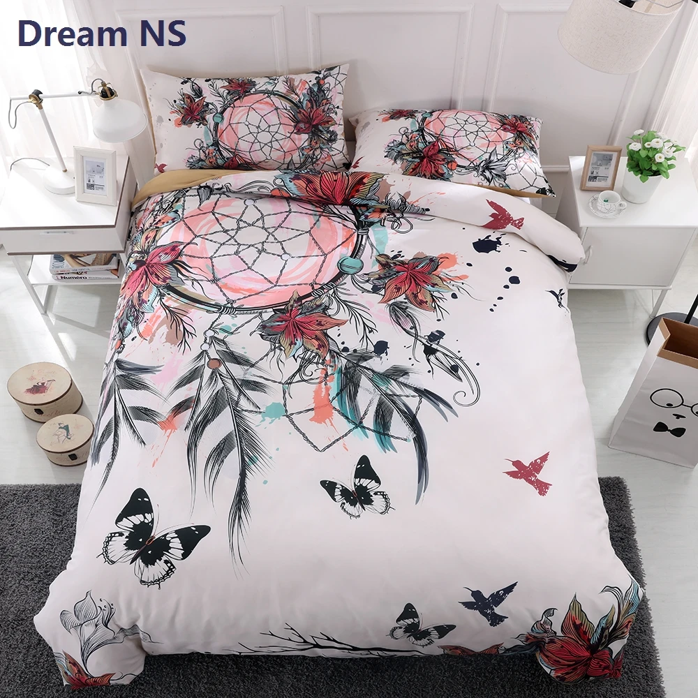 

AHSNME Dreamcatcher Bedding Set Feather Duvet Cover Butterfly Bed Set 3d Printed US King Queen Bohemian Jogo de Cama Adults