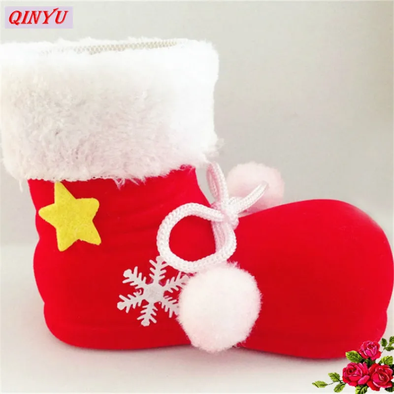 Christmas Boots Flocking Socks (Large Length 14CM High Wide 8CM ) Creative Gift Box of Candy Decorative 6ZHH101-2 | Дом и сад