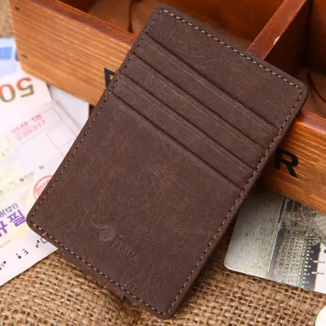 Men Bag Leather Cash Receipt Holder Magnet Purse porte carte credit card wallet travel organizer tarjetero hombre porta tarjeta | Багаж и
