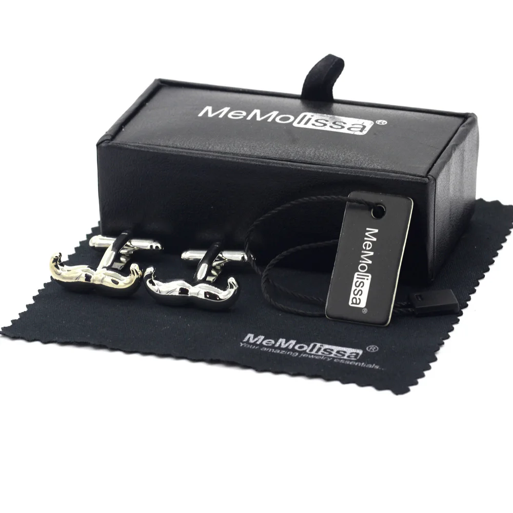 

MeMolissa Display Box Classic Beard Design Cufflinks Simple Solid Color Men's Business Cufflink Free Tag & Wipe Cloth