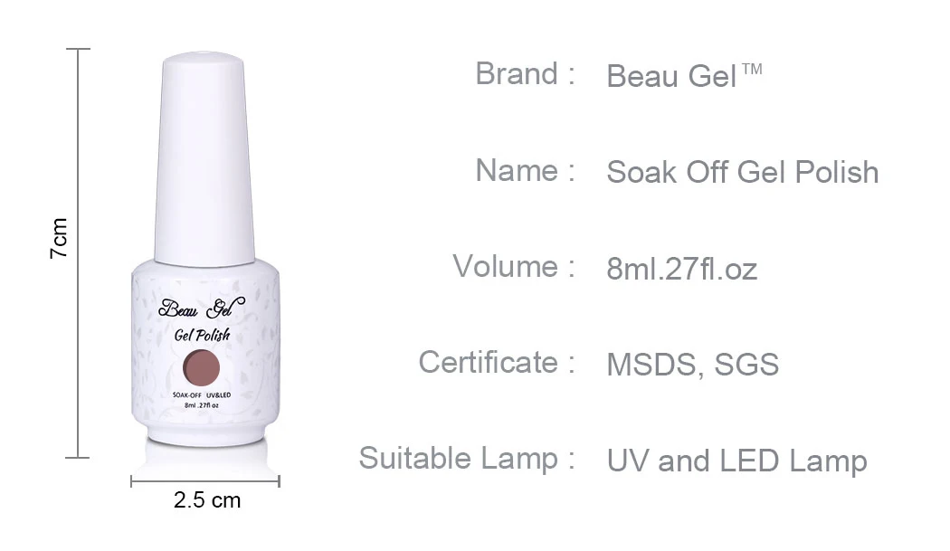 Beau Gel 8ml Nude Color UV Gel Nail Polish Soak Off Vernis Semi Permanent Hybrid Varnish Gellak Enamel Lacquer Jelly Gel Polish