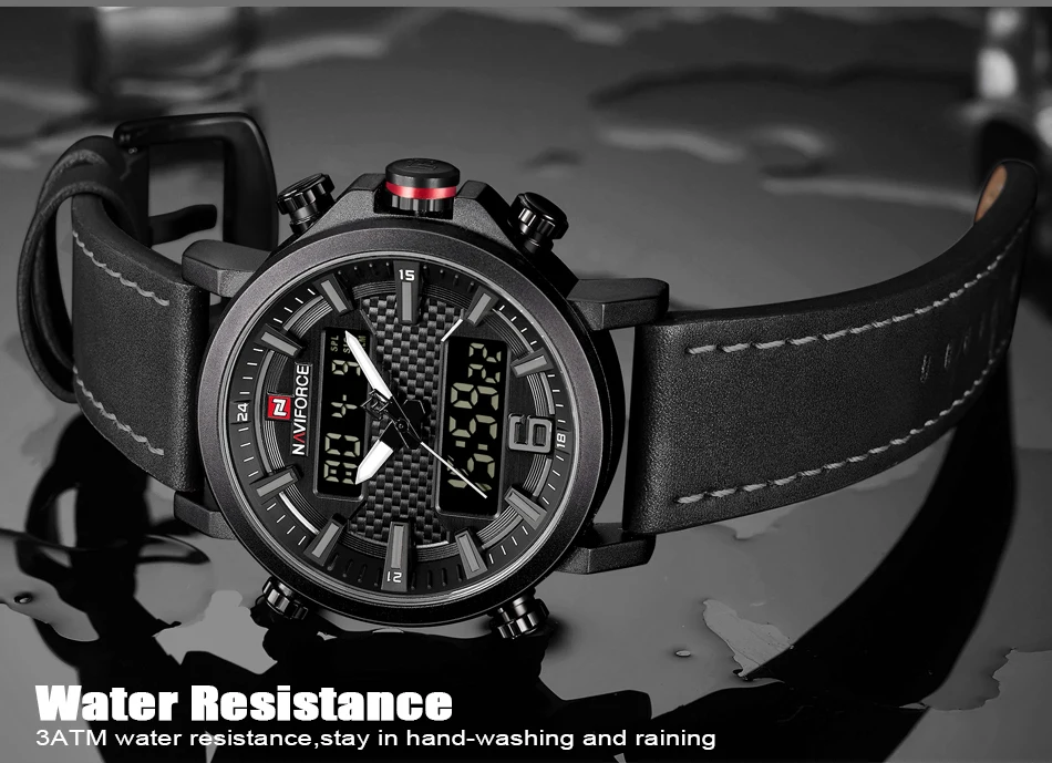 NAVIFORCE модные Для Мужчин's цифровые и аналоговые часы Для мужчин Элитный бренд Водонепроницаемый светодиодный кварцевые спортивные часы, армейские часы Relogio Masculino