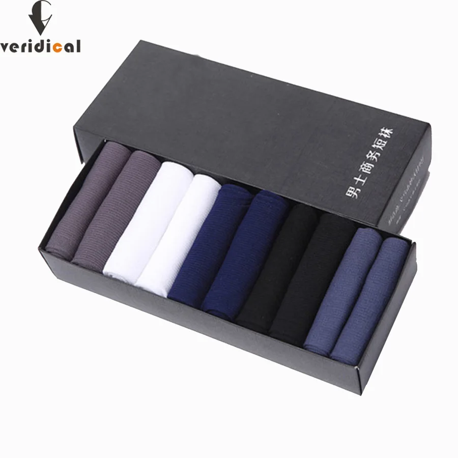 

VERIDICAL Fashion Bamboo Fiber Socks Men's Socks Summer Gift Box Men's Summer Meia Socks Brand Calcetines Business 10 Pairs/Lot