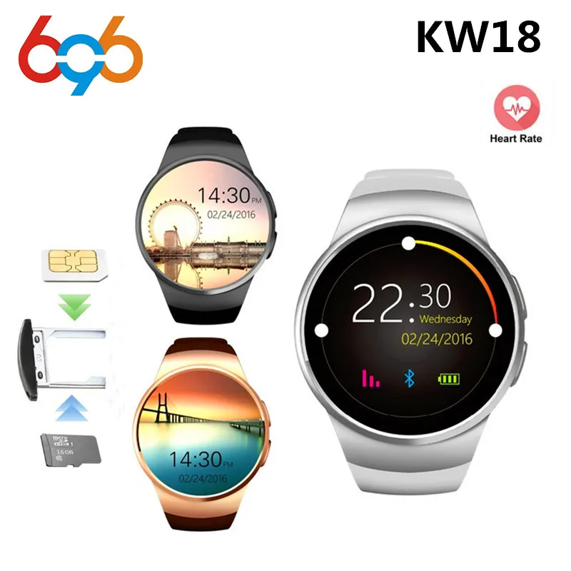 696 оригинальные KW18 Полный Круглый ips сердечного ритма Смарт часы MTK2502 BT4.0 Smartwatch для