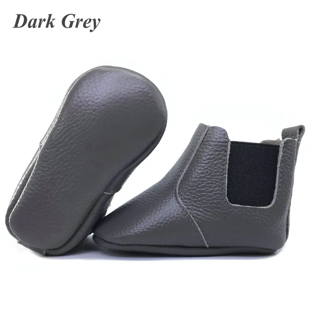 Light grey leather Модные детские сапоги для осень/зима детская обувь девочек Теплые детские пинетки детские мокасины; первые шаги мальчиков schoenen - Цвет: Light grey leather