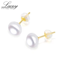 natural freshwater pearl stud earrings 18k gold jewelry womenwhite real big pearl earrings jewelry fine gift for christmas