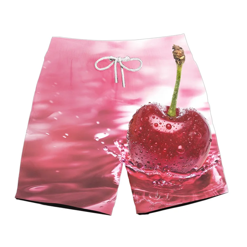 Мужские повседневные шорты с 3D принтом клубники и йогурта летние пляжные со