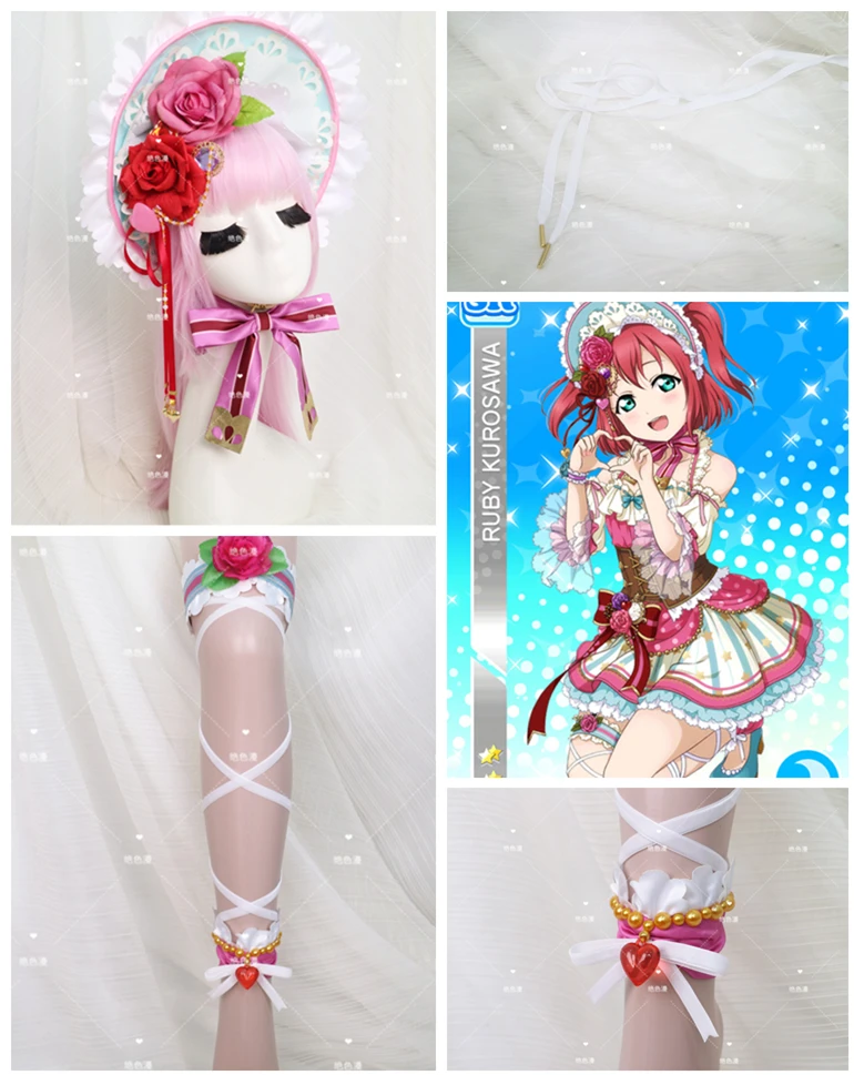 Love Live Sunshine Aqours Косплей Костюм Чика таками Рубиновая Роза макияж Kanan Matsuura Valentine Idol женская униформа платье