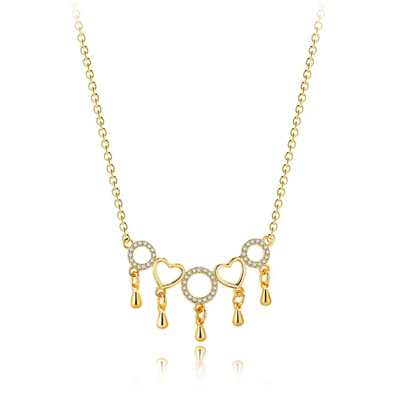 LUKENI Shinee Crystal Heart Ladies Pendant Necklace Jewelry Fashion Girls Chain Gold For Women Party Accessories Female | Украшения и