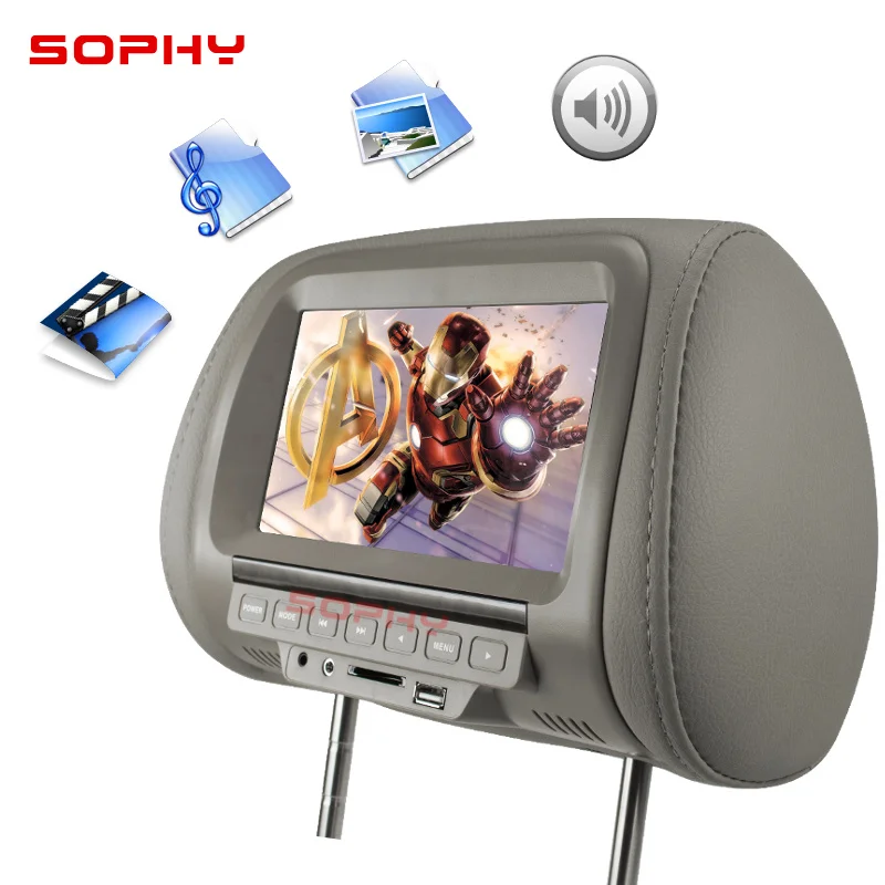 $232.47 Universal 7 Inches Car Headrest MP4 Pillow Monitor Multimedia Player with Lighter Plug Adapter USB SD MP5 FM Speakers SH7038-P5