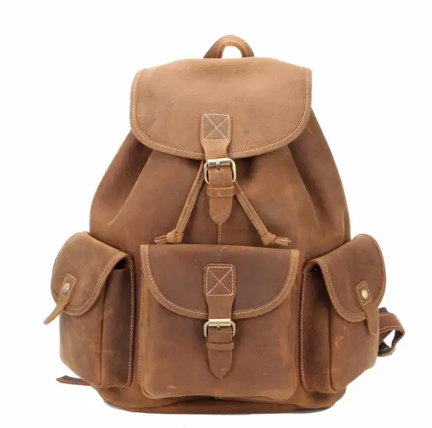 

Genuine leather men large casual backpack outdoor travel bag