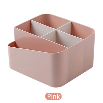 Pink Небольшая коробка для хранения, пластиковый контейнер для хранения косметики, органайзер для косметики, регулируемый держатель для украшений из бисера, губной помады, для домашнего хранения - Цвет: Pink