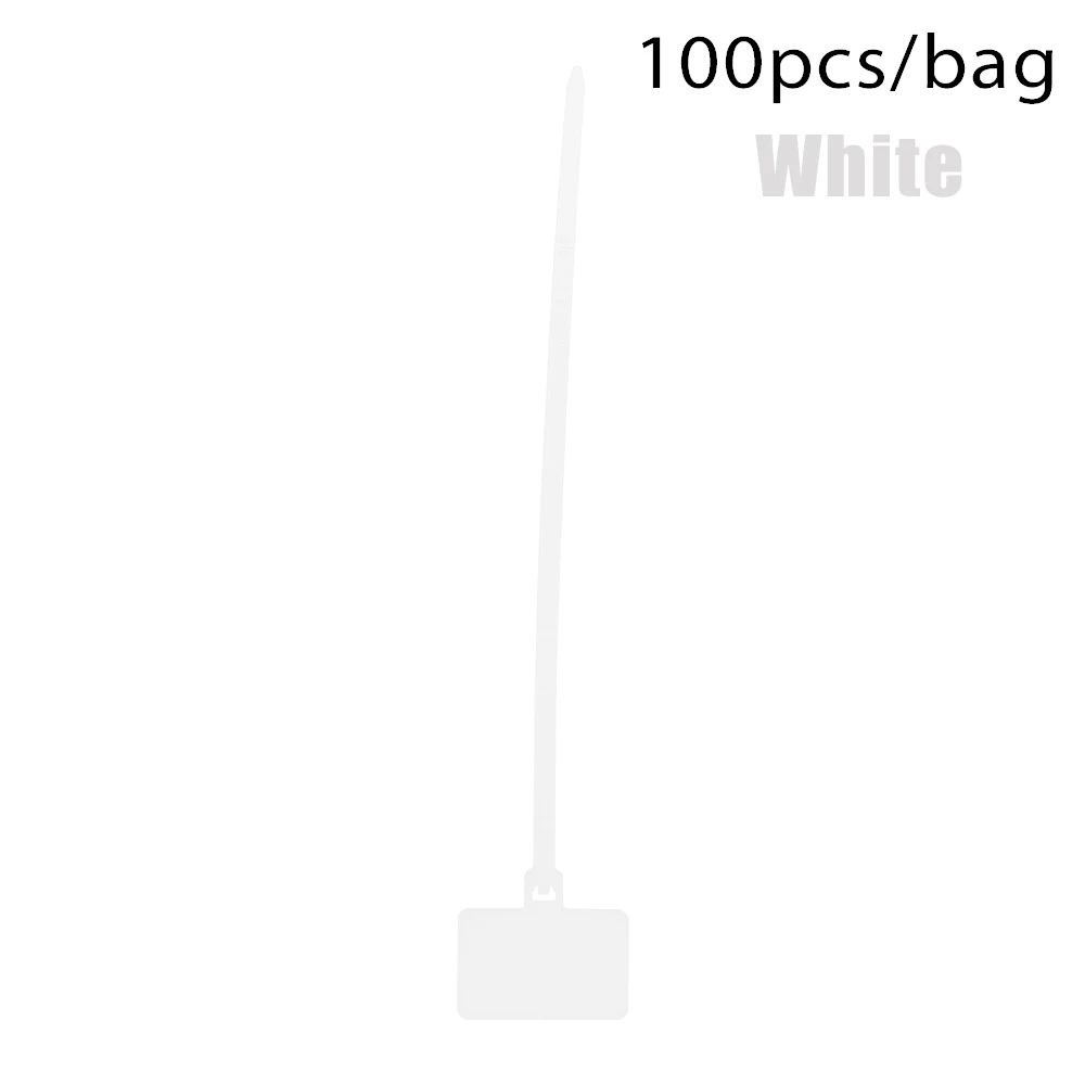 Type1 white 100 шт./пакет нейлон самозапирающийся галстуком-бабочкой стяжки Этикетка идентификационные метки напишите провода Мощность сетевой кабель маркер волокна Съемник изоляции проводов - Цвет: Type1 white