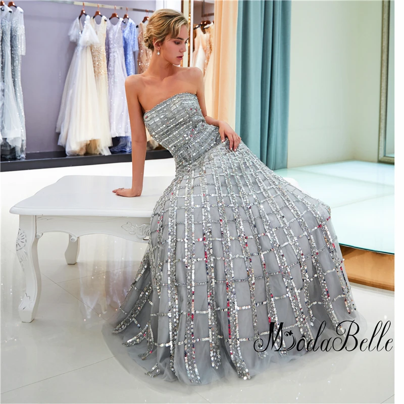 modabelle sparkly gorgeous sequin sliver prom dresses A line high quality vestidos de fiesta sweetheart formal gowns elegant new | Свадьбы и