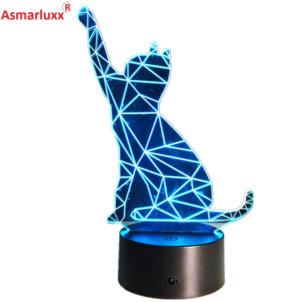 Светодиодный сенсорный выключатель с милой кошкой и USB портом ночник 3D для