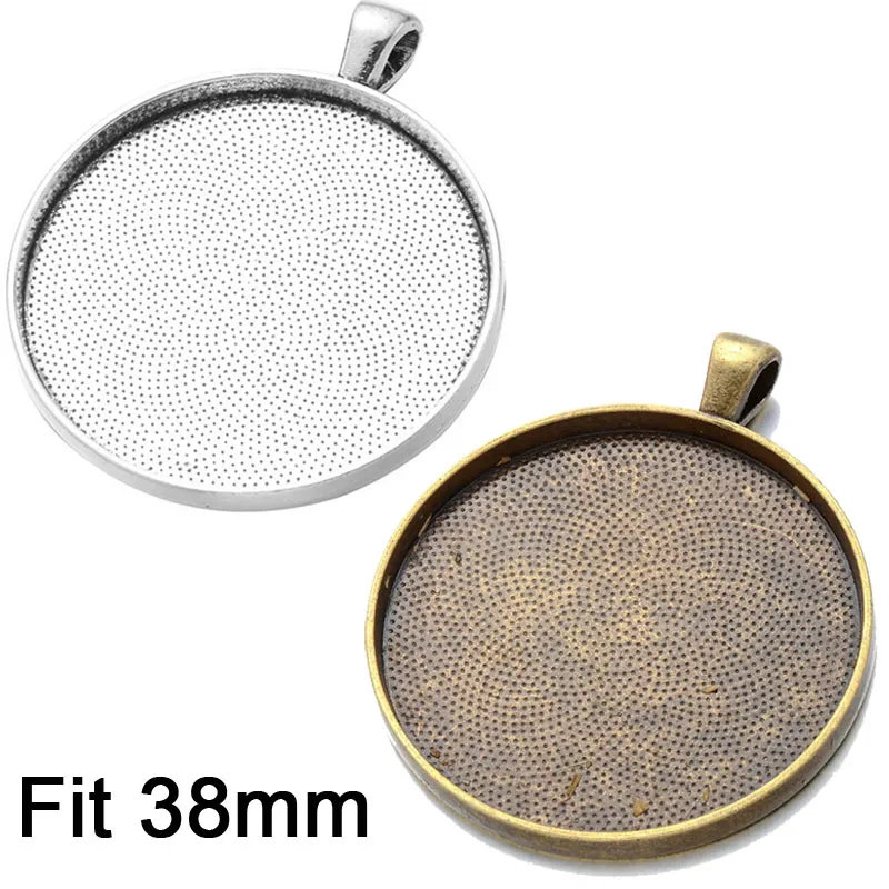 Стеклянный кабошон 2 шт./лот 38 мм подвеска Круглый базовый лоток Безель пустая для