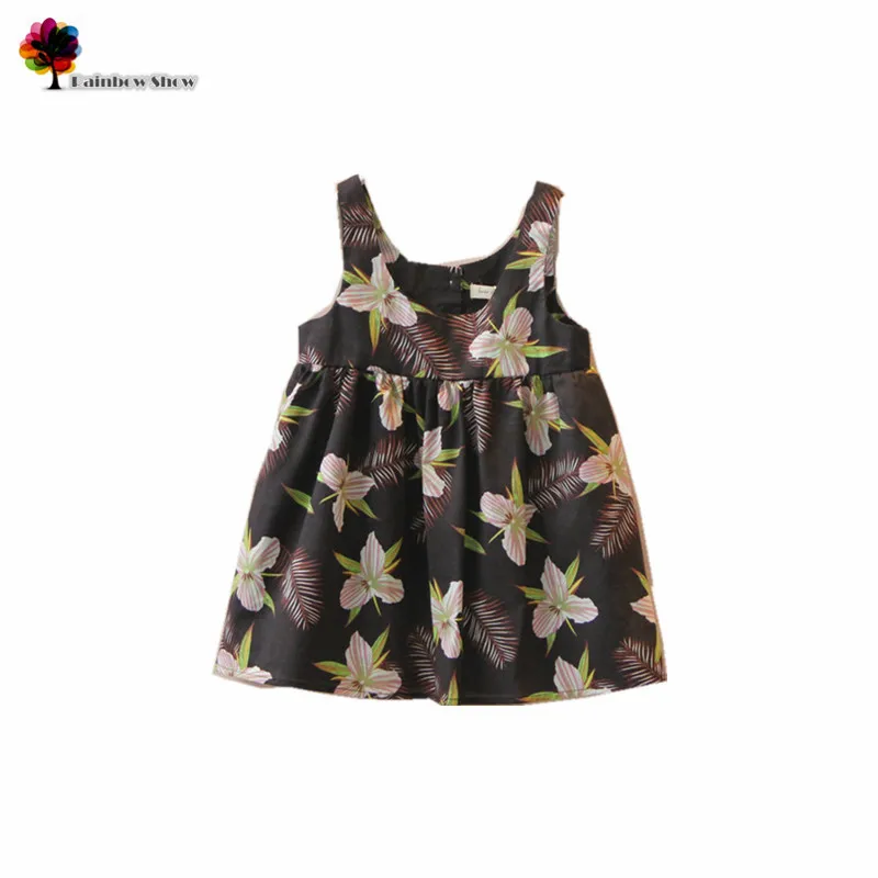 

Детское летнее платье без рукавов, с цветочным принтом