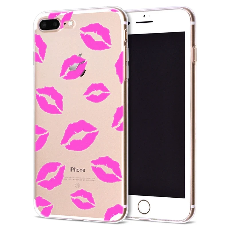 Funda For Apple iPhone 6 6S 7 Plus X 10 Flaming red lips Soft TPU Cover for Case Original Coque 8 B326 |