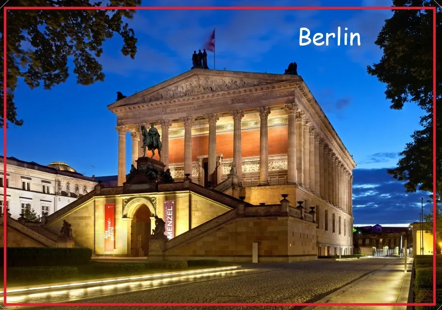 78*54 мм дорожные магниты на холодильник 21352 alte_national galerie_abends _(Zuschnitt) Берлинские