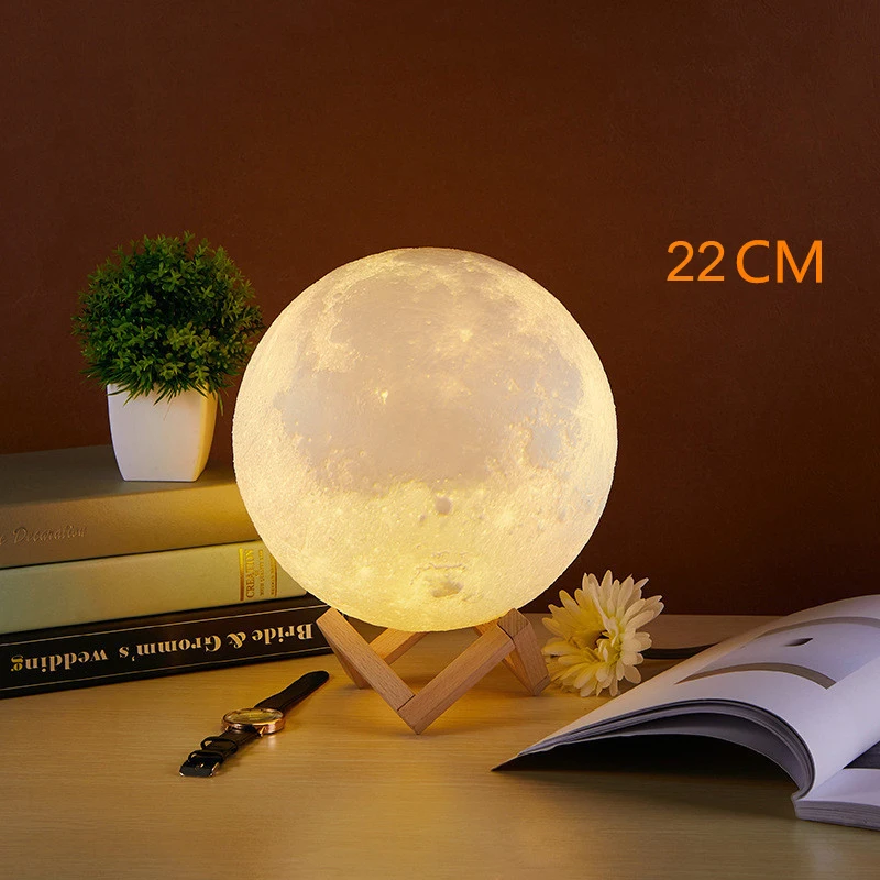 22cm diameter 3D луна светильник светодиодный ночной Светильник для Для детей ребенок лампа сенсорный Сенсор светильник дистанционного Управление ночника Спальня прикроватная настольная лампа - Испускаемый цвет: 22cm diameter