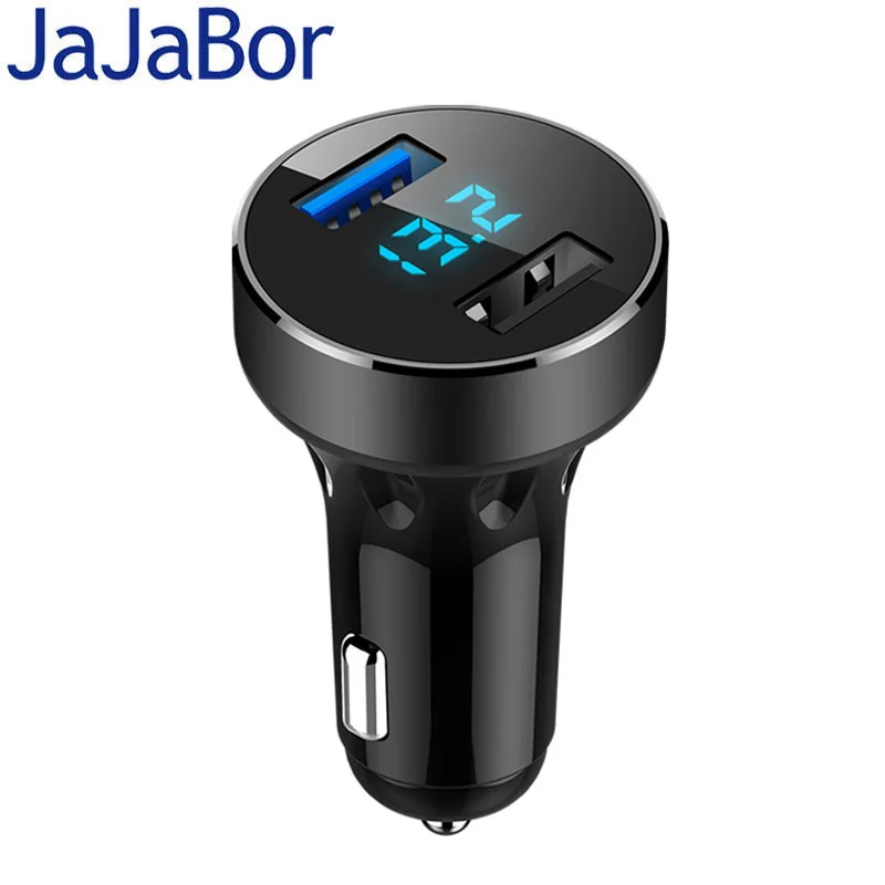 

JaJaBor Dual USB Car Charger Adapter Fast Charging With LED Digital Display Quick Charge QC3.0 For Cell Phone Camers DVR Tablet