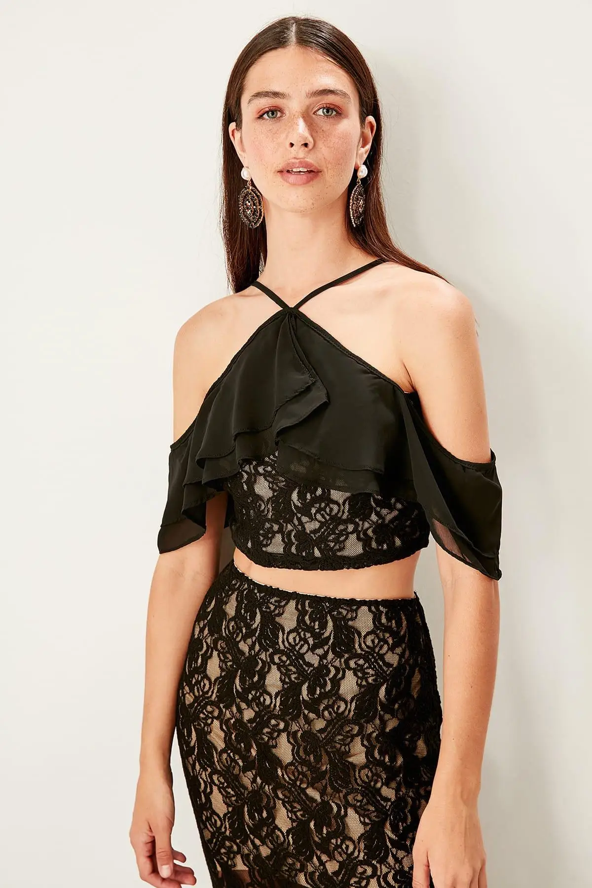 Trendyol Black Lace Detail Bluz TPRSS19BZ0141 |