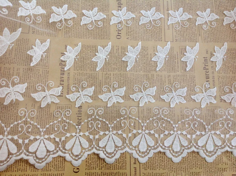 Белые хлопковые занавески с вышитыми бабочками ткань для дивана кружевная