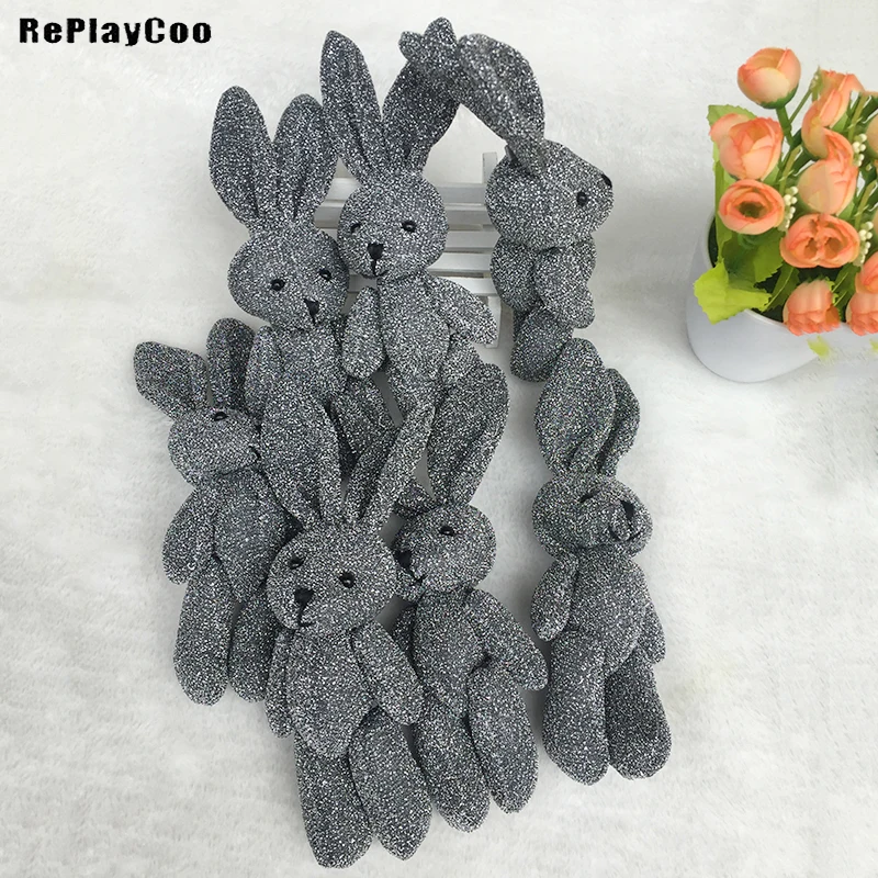 

50 шт./лот мини-кролик, мягкие плюшевые игрушки, 18 см, маленький кролик, мягкие игрушки, черный кулон, детский подарок на день рождения, украшение для вечерние HMR046