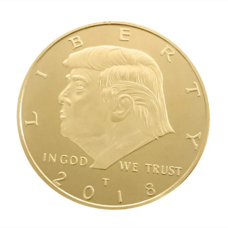 Золотая монета американского 45 го президента Дональда с изображением Трампа