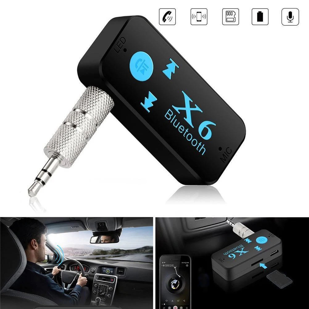 Audio Jack 3.5mm MIC Call 4.1 Adapter Portable TF Card Reader Wireless Bluetooth Receiver 3 In 1 USB Mini X6 | Электроника