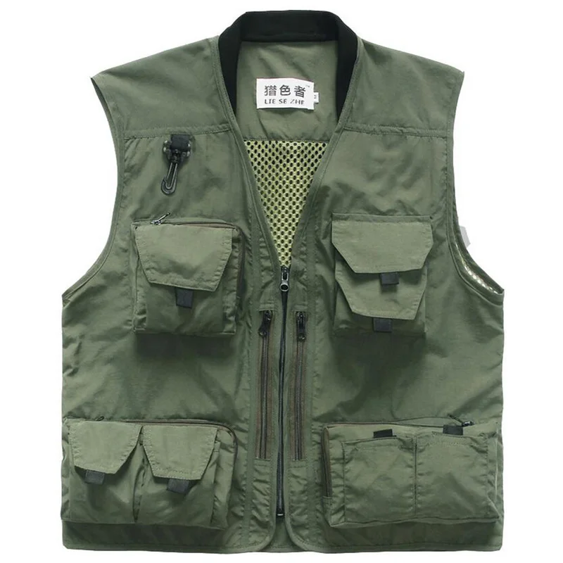 Мужские лето-осень жилет для рыбалки с сеткой быстро сохнет мульти-куртка