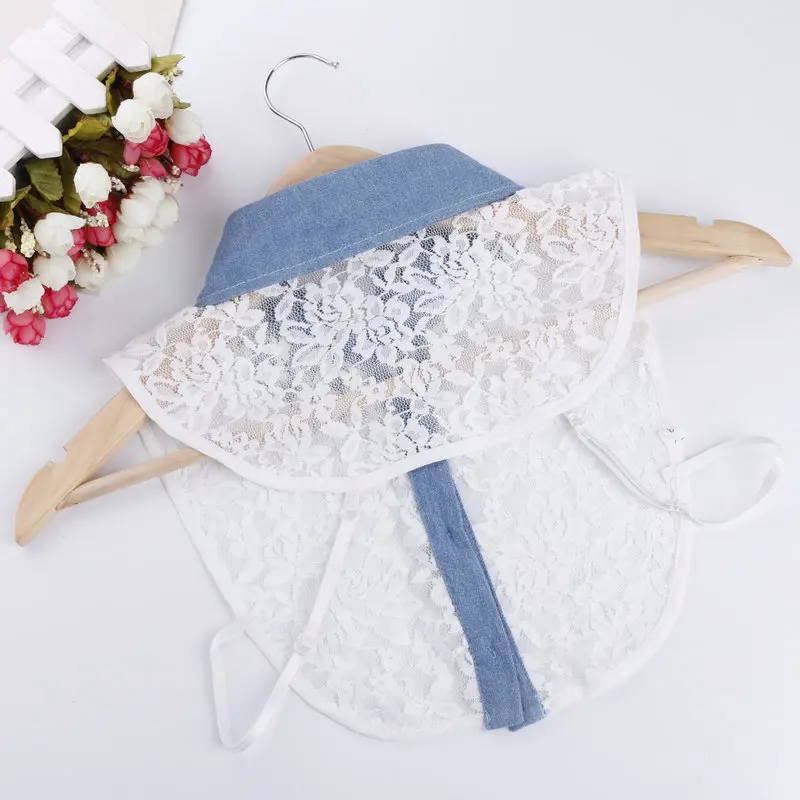 Женский модный цветочный кружевной воротник с кристаллами хлопковый съемный