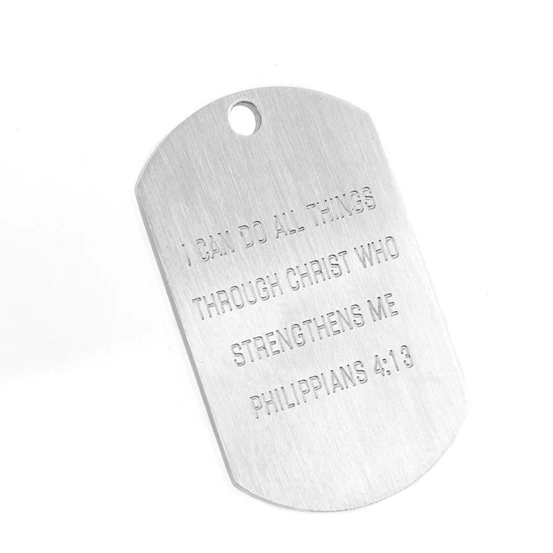 

100% Stainless Steel Soldier Tags Rectangle Dog Tag Pendant Philippians Necklaces & Pendants Men High Quality Wholesale10pcs