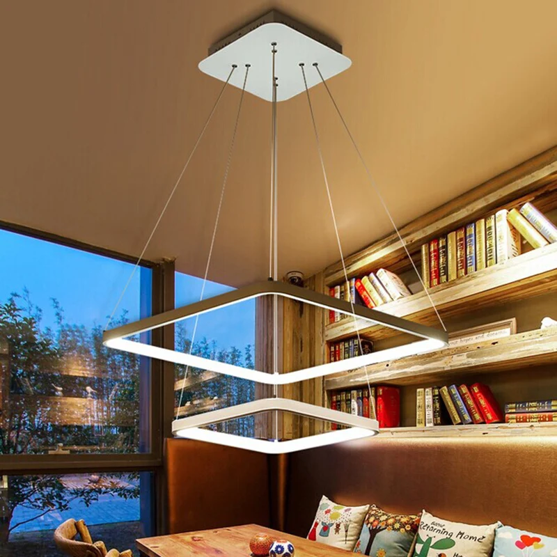 Современные акриловые квадратные кольца светодиодные подвесные светильники для