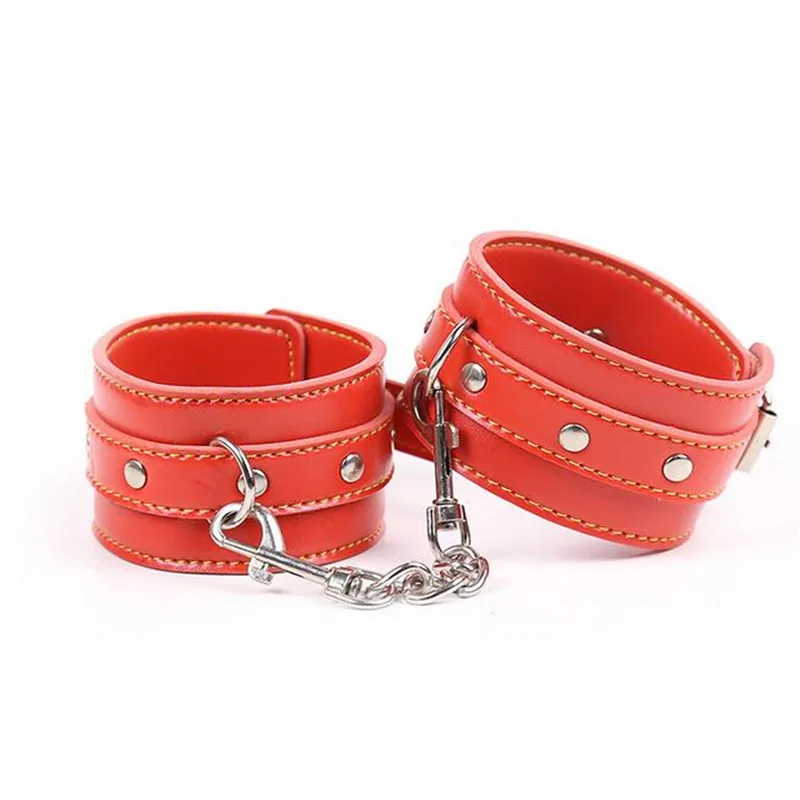 Красные кожаные наручники для взрослых фиксаторы на запястье фетиш ролевые игры
