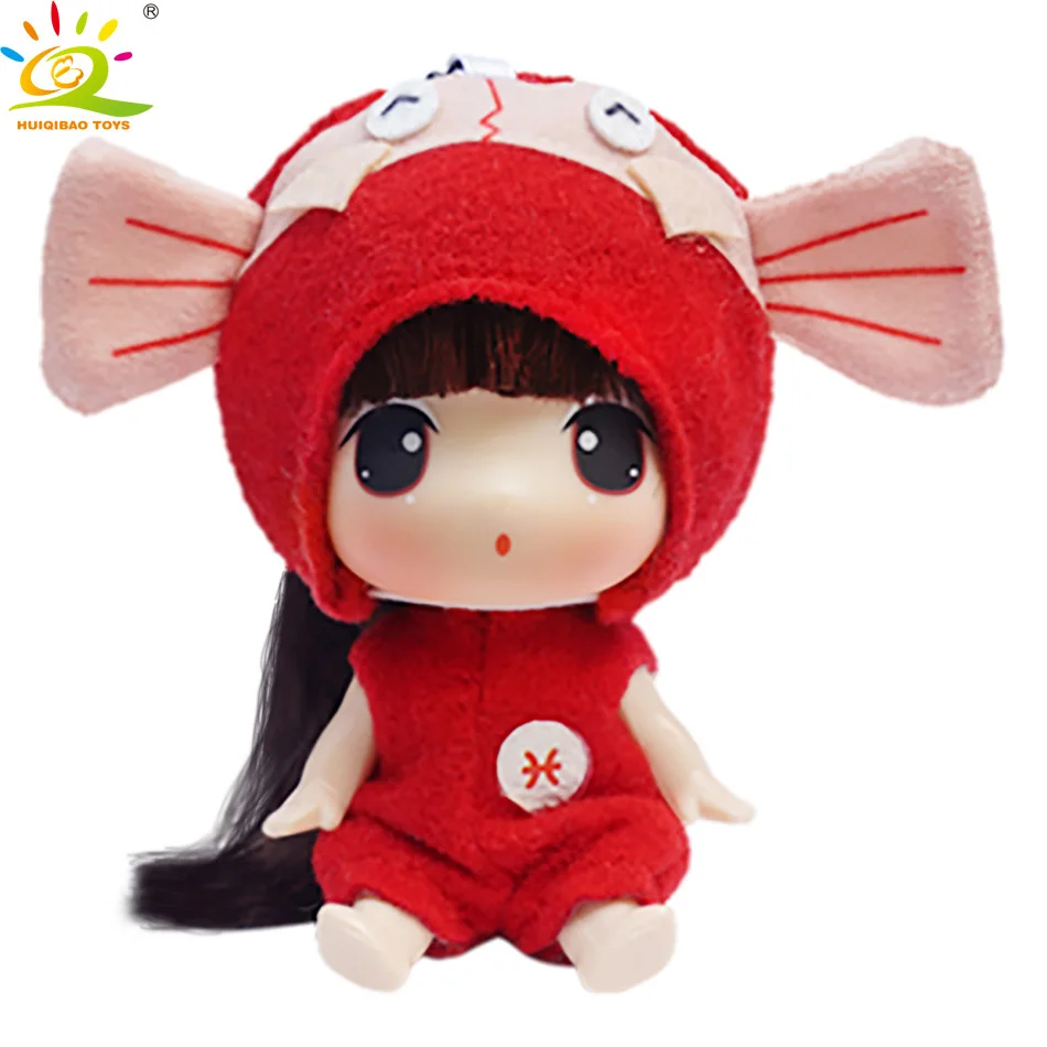 HUIQIBAO игрушки 9 см кукла Ddung Рождество запутанные куклы одеваются BJD брелок для девушек Подвеска детская игрушка подарок на день рождения - Цвет: Pisces