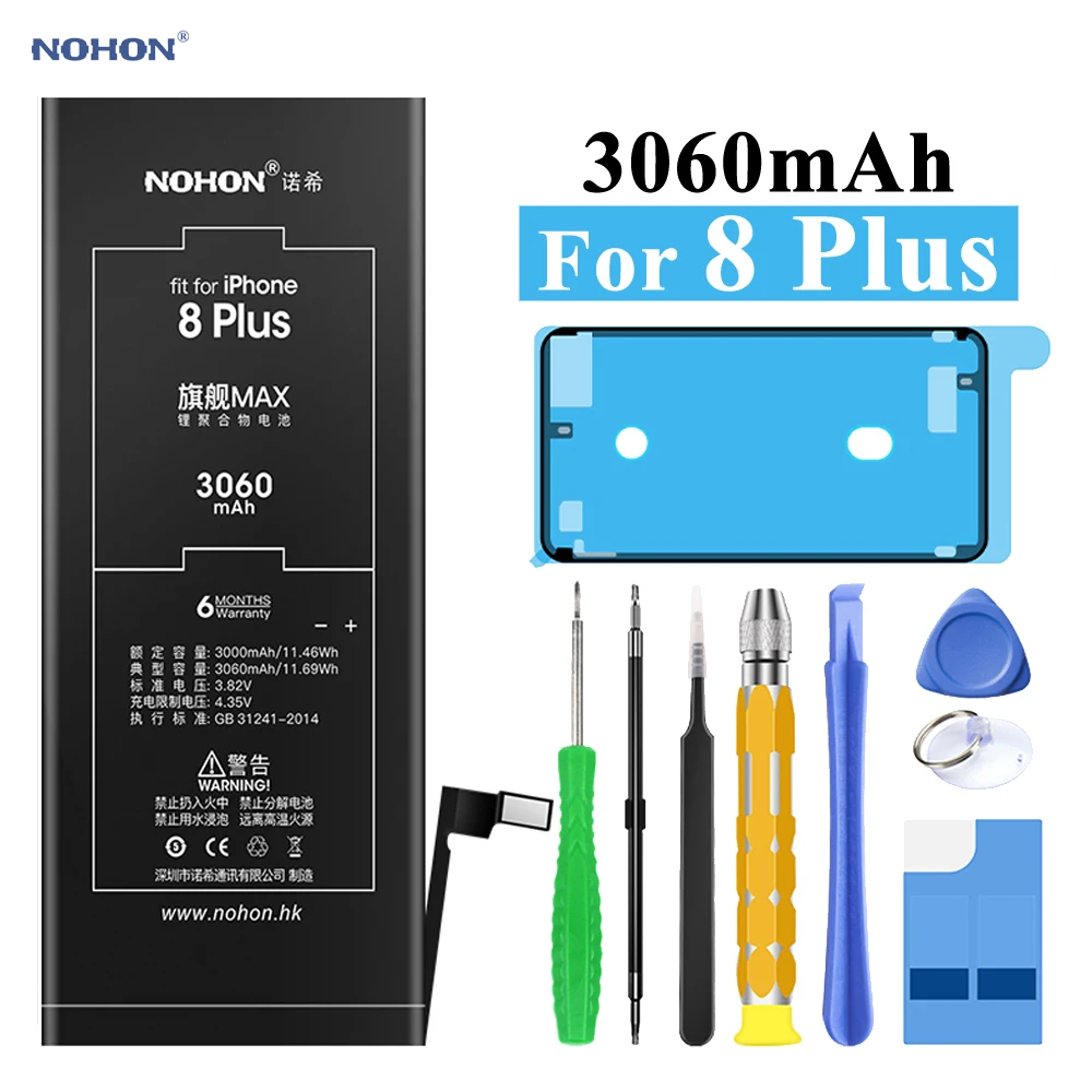 Nohon аккумулятор для iPhone 8 Plus 8 Plus 8 P 3060mAh Емкость встроенные литий-полимерные аккумуляторы+ инструменты для Apple iPhone 8 Plus 8 P батарея